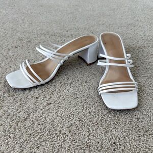 Reformation White Strappy Heeled Sandals